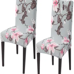 HOKIPO Grey 2 Piece Printed Stretchable Chair Covers-image-74