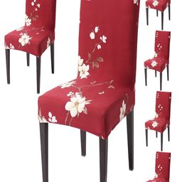 HOKIPO 6 Pieces Red Printed Stretchable Chair Covers-picture-10