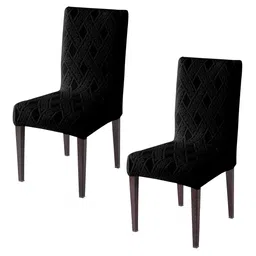 HOKIPO 2 Pcs Black Jacquard Stretchable Chair Covers-picture-35