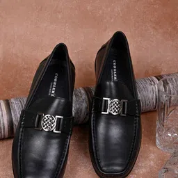 Cobblerz Men Embellished Comfort Insole Leather Horsebit Loafers-picture-24