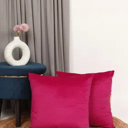 THE CONVERSION Magenta Set of 2 Velvet Square Cushion Covers-picture-24