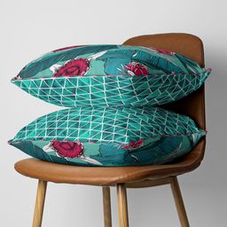 BIANCA Teal Set of 2 Floral Square Cushion Covers-picture-11