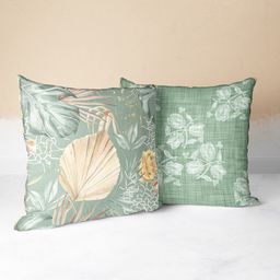 BIANCA Green & White Set of 2 Floral Square Cushion Covers-picture-15