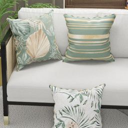 BIANCA Green & Beige Set of 3 Striped Square Cushion Covers-picture-9