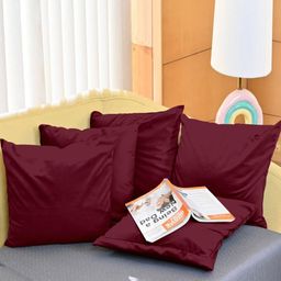 Divine Casa Maroon Set of 5 Velvet Square Cushion Covers-picture-41