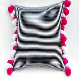THROWPILLOW Black & Pink Striped Square Cushion Cover-image-26