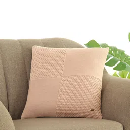 Pluchi Pink Self Design Cotton Square Cushion Cover-picture-12