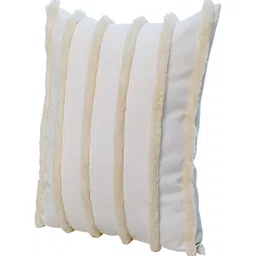THROWPILLOW Off White Embellished Square Cushion Cover-image-71