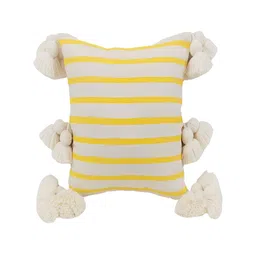 THROWPILLOW Yellow & White Striped Embellished Cotton Square Cushion Cover-picture-28