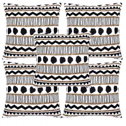 Alina decor Black & Brown 5 Pieces Geometric Square Cushion Covers-picture-14