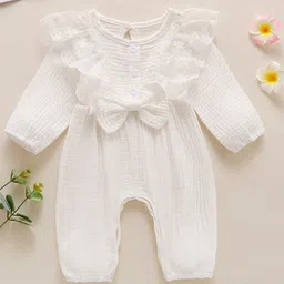 StyleCast Infants Girls White Self Design Rompers-picture-50