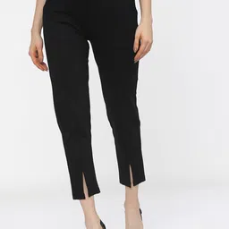 CHIC BY TOKYO TALKIES Women Black Solid Slim Fit Trousers-image-8