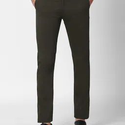 Peter England Casuals Men Olive Green Slim Fit Casual Trousers-image-61