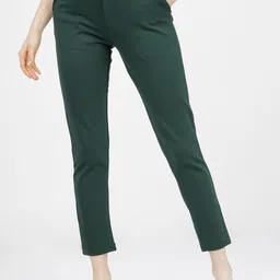 CHIC BY TOKYO TALKIES Women Green Slim Fit Trousers-image-3
