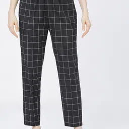 Vishudh Women Black Checked Slim Fit Trousers-picture-23