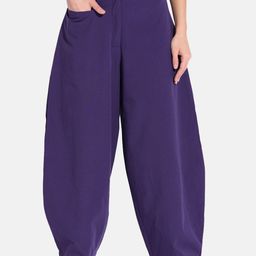 GRASS by Gitika Goyal Women Purple Cocoon Trousers-picture-16