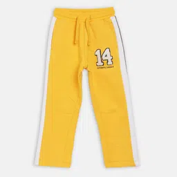 Blue Giraffe Boys Yellow & White 100% Cotton Solid Joggers-picture-46
