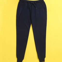 NUSYL Kids Navy Blue Solid Joggers-picture-25