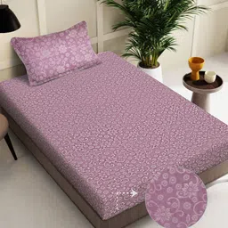 FABINALIV Pink Floral 300 TC Woolen Single Bedsheet with 1 Pillow Covers-image-15