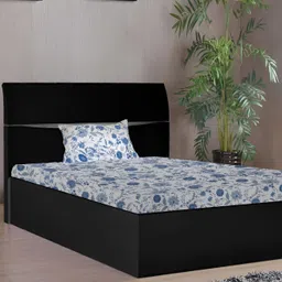 Stylista Blue & White Floral Cotton 400 TC Fitted Single Bedsheet With 1 Pillow Cover-image-72