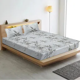 INDHOME LIFE Grey Floral 210 TC King Bedsheet with 2 Pillow Covers-image-28