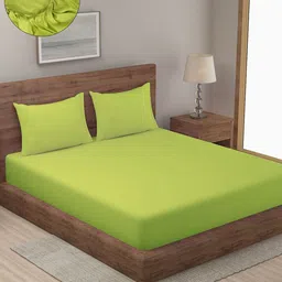 SOKNACK Green Striped 300 TC Queen Bedsheet with 2 Pillow Covers-picture-22