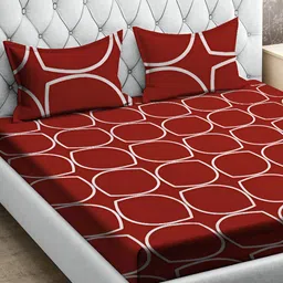 RRC Maroon Geometric 144 TC Queen Bedsheet Set-image-51