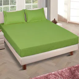 ROMEE Olive Green 150 TC Queen Microfiber Bedsheet With 2 Pillow Covers-picture-19