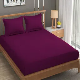 Aura Burgundy Striped 180 TC Queen Bedsheet With 2 Pillow Covers-picture-26