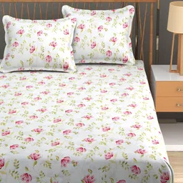 Aura Orchid Pink & White Floral 180 TC Queen Bedsheet with 2 Pillow Covers-picture-27
