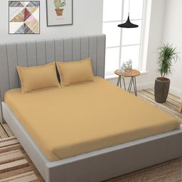 Story@home Beige & White 210 TC 2 King Bedsheet with 4 Pillow Covers-picture-9