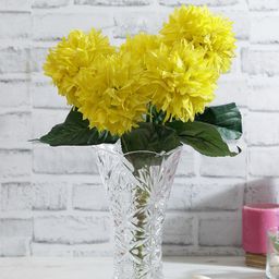 TAYHAA Yellow & Green Bunch of 5 Artificial Chrysanthemum Flowers-picture-15