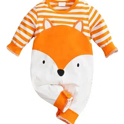 StyleCast Orange & White Infants Girls Striped Pure Cotton Rompers-image-80