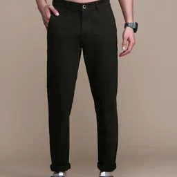 The Roadster Lifestyle Co. Men Olive IOMA Slim Fit Mid-Rise Easy Wash Chinos Trousers-picture-40