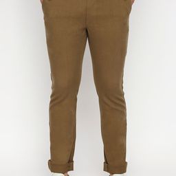 Basics Men Tan Brown Tapered Fit High-Rise Chinos Trousers-picture-36