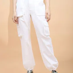 Global Republic Women Smart Easy Wash Mid-Rise Cotton Cargos Trousers-picture-37