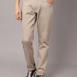 Cantabil Men Beige Solid Chinos Trousers-picture-15