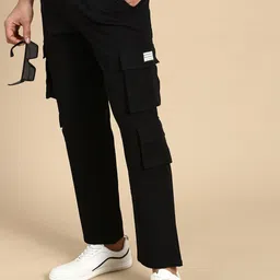 House of Koala Unisex Relaxed Fit Mid Rise Pure Cotton Cargos Trousers-image-23
