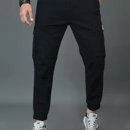 HERE&NOW Men Slim Fit Cotton Cargos Trousers-picture-35