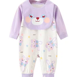 StyleCast Purple & White Infant Girls Printed Cotton Rompers-image-57