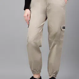 Xpose Women Comfort High-Rise Pure Cotton Joggers-image-3