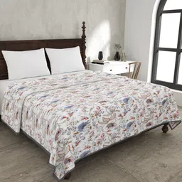 JAIPUR FABRIC Floral Garden White Ethnic Motifs Mild Winter 120 GSM Double Bed Dohar-image-20