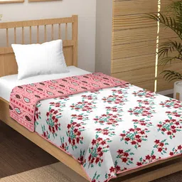 tundwal's White & Red Floral AC Room Pure Cotton Single Bed Dohar-picture-34