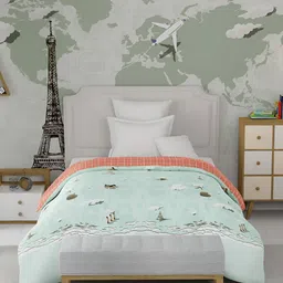 MYTRIDENT Green & White Mild Winter 500 GSM Cotton Single Bed Comforter-image-24