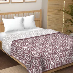 CHICERY White & Brown Ethnic Motifs Cotton AC Room 210 GSM Reversible Double Bed Dohar-picture-13