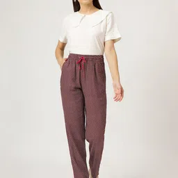 Marks & Spencer Women Brown Printed High-Rise Trousers-image-91