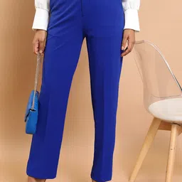 Tokyo Talkies Women Blue High-Rise Cigarette Trousers-image-55