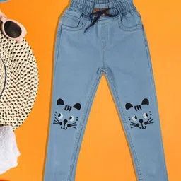 A-Okay Girls Slim Fit High-Rise Embroidered Cropped Cean Look Cotton Denim Jogger-image-24