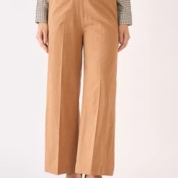 SALT ATTIRE Women Relaxed Mid-Rise Easy Wash Cotton Parallel Trousers-picture-30