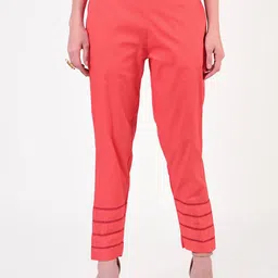 FLOREOS Women Embroidered Relaxed Easy Wash Trousers-image-95